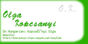 olga kopcsanyi business card